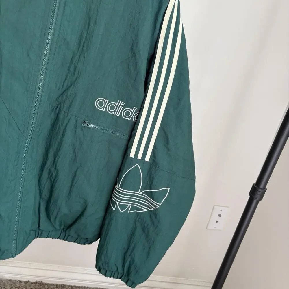 Vintage 90s Adidas Streetwear Green Big Logo Men’s L Nylon Windbreaker Jacket